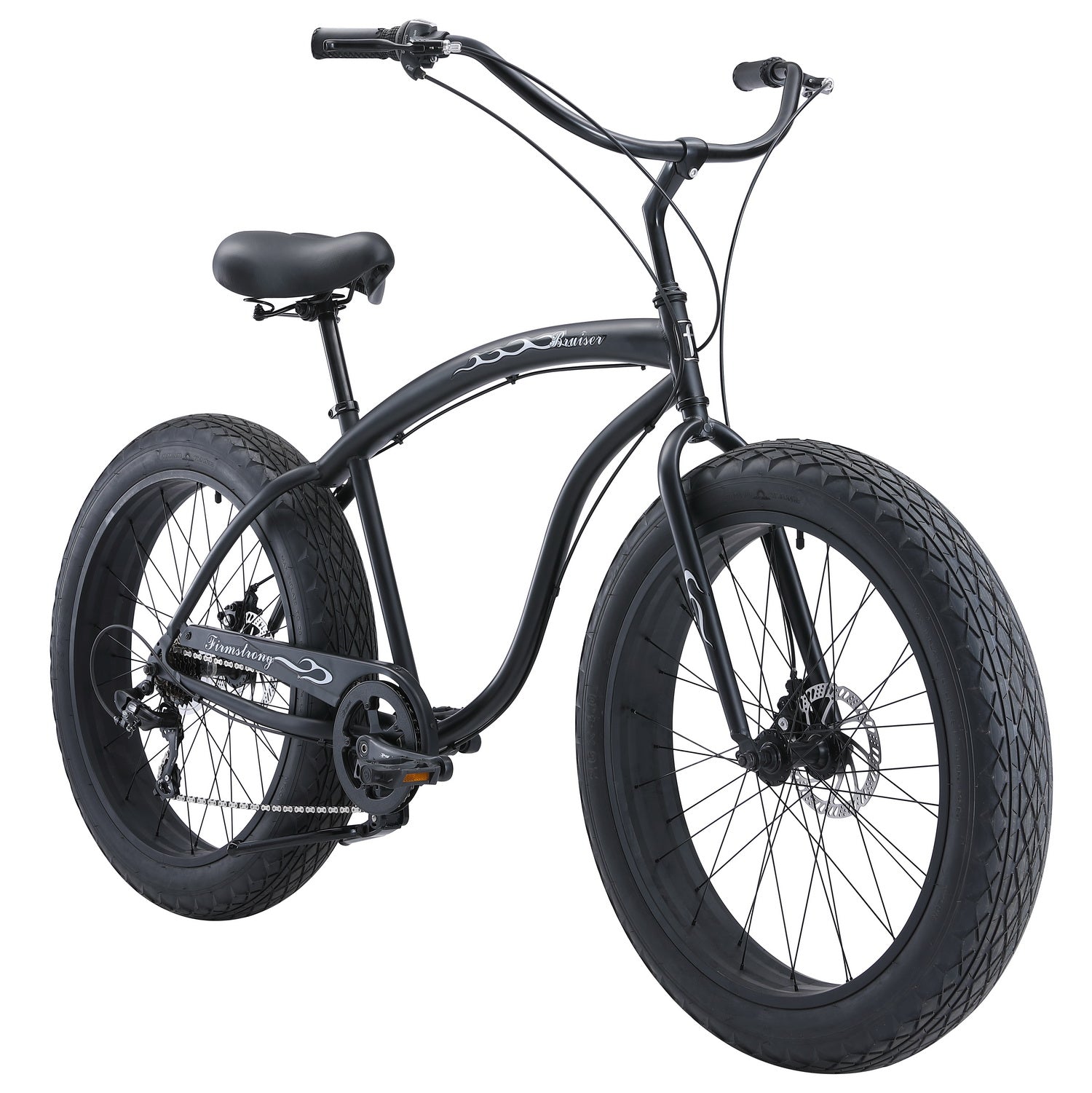 Firmstrong Bruiser 7‑speed fat‑tire beach cruiser in matte black
