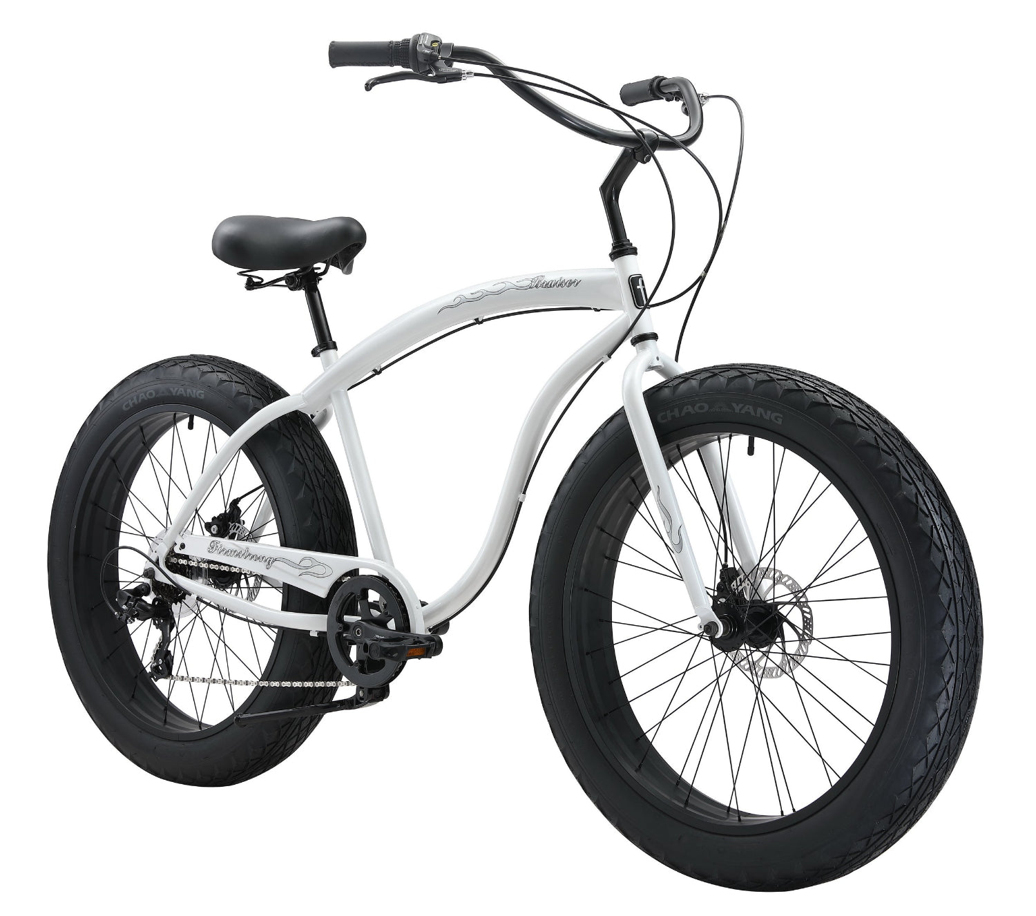 Firmstrong Bruiser 7‑speed fat‑tire beach cruiser in white